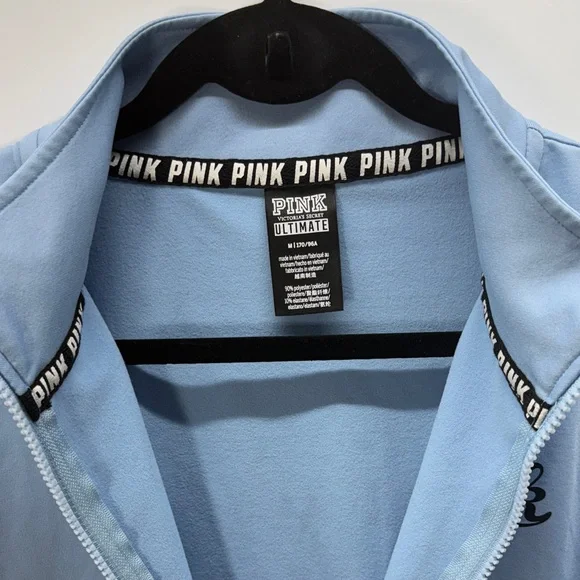 PINK Victoria's Secret Light Blue Zip-Up Pullover Top - Picture 2 of 9